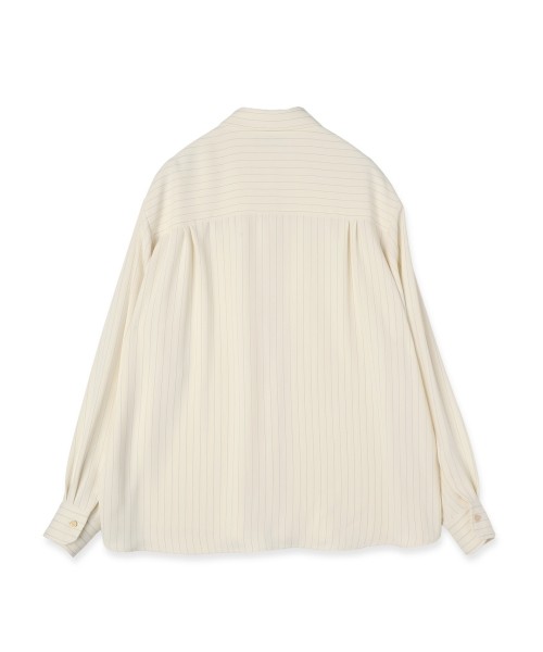Stripe Double Cloth Chin Tab Long Sleeve Shirt