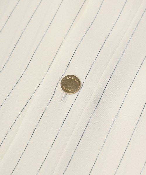 Stripe Double Cloth Chin Tab Long Sleeve Shirt