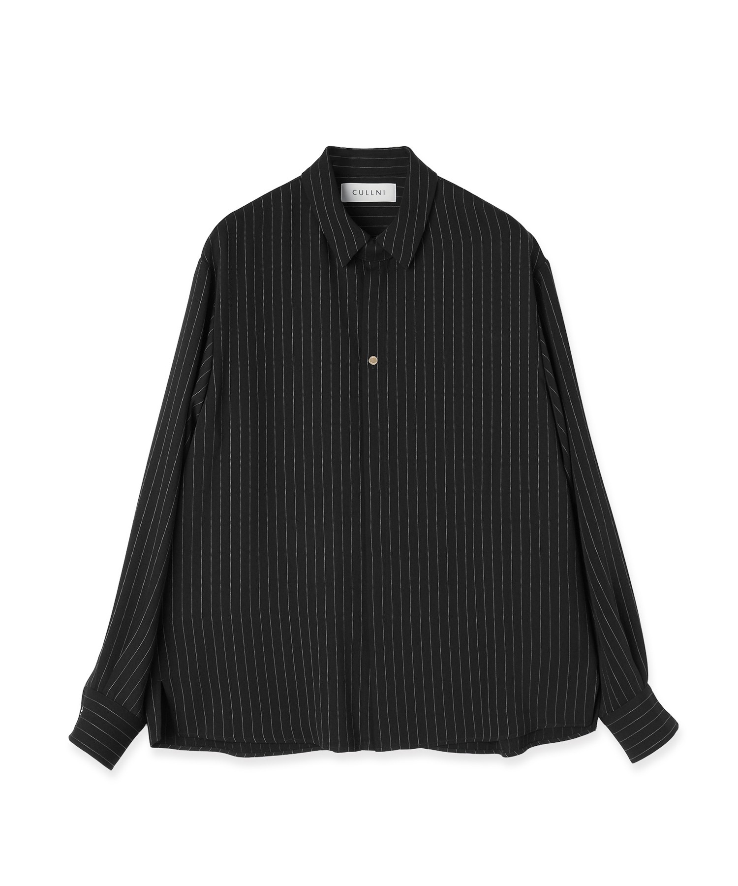 Stripe Double Cloth Chin Tab Long Sleeve Shirt
