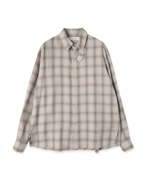 Ombre Check Chin Tab Long Sleeve Shirt