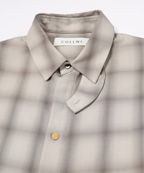 Ombre Check Chin Tab Long Sleeve Shirt