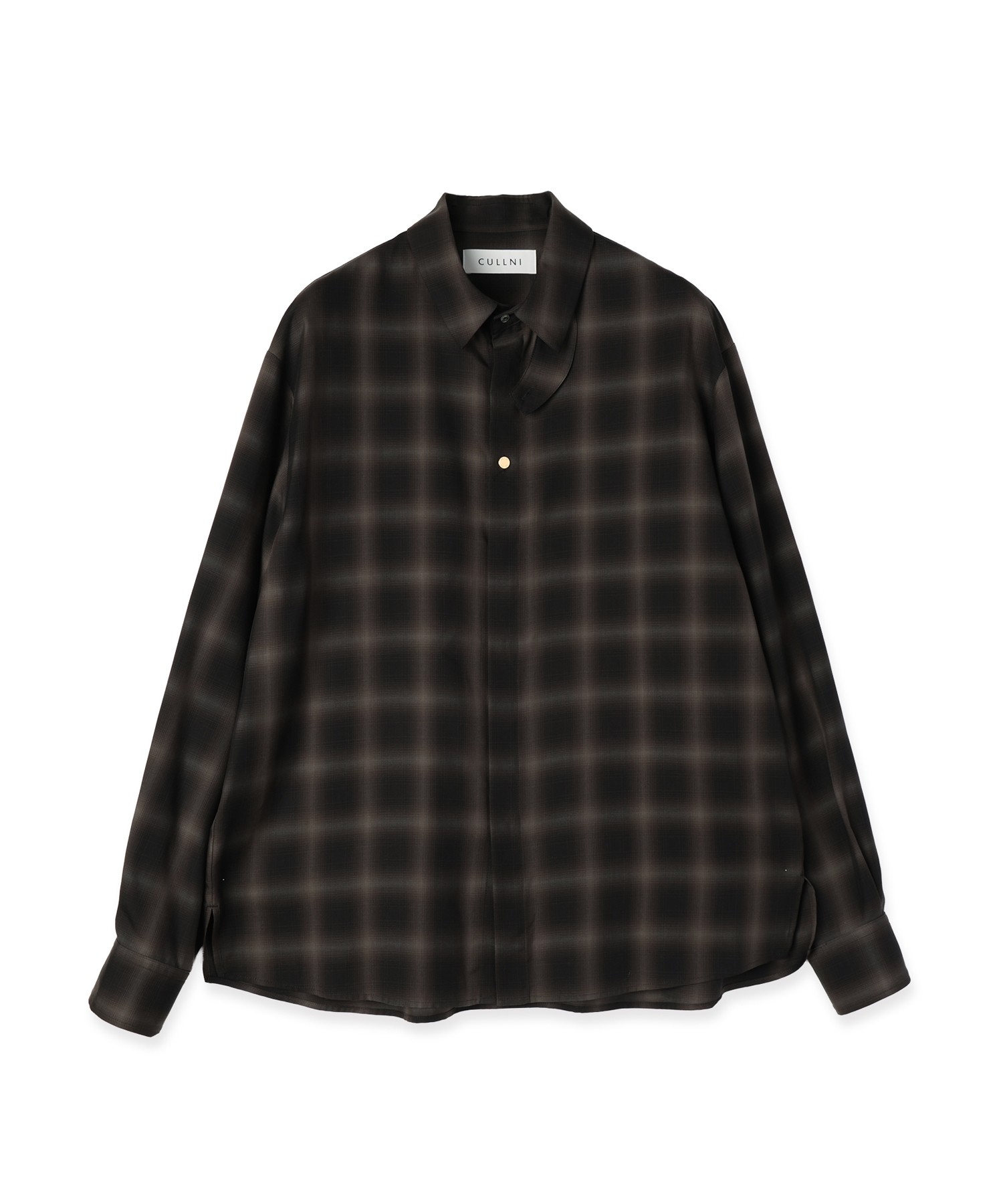 Ombre Check Chin Tab Long Sleeve Shirt