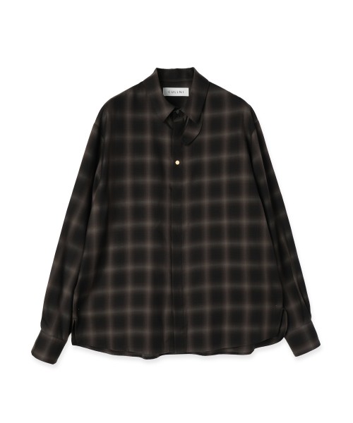 Ombre Check Chin Tab Long Sleeve Shirt