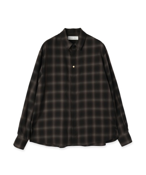Ombre Check Chin Tab Long Sleeve Shirt