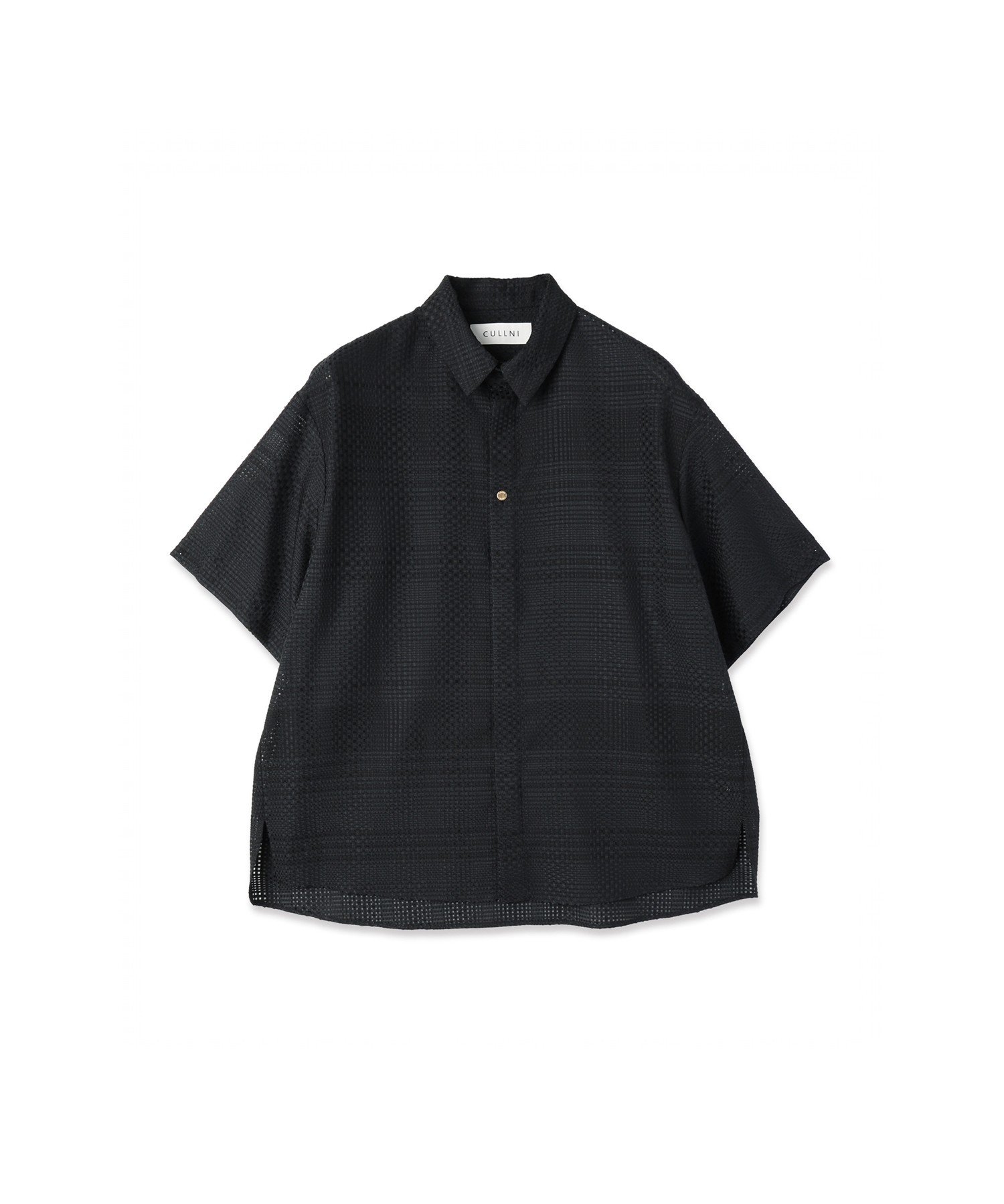 Sheer Tile Check Chin Tab Short Sleeve Shirt