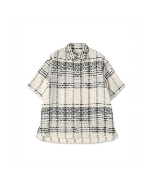 Sheer Tile Check Chin Tab Short Sleeve Shirt