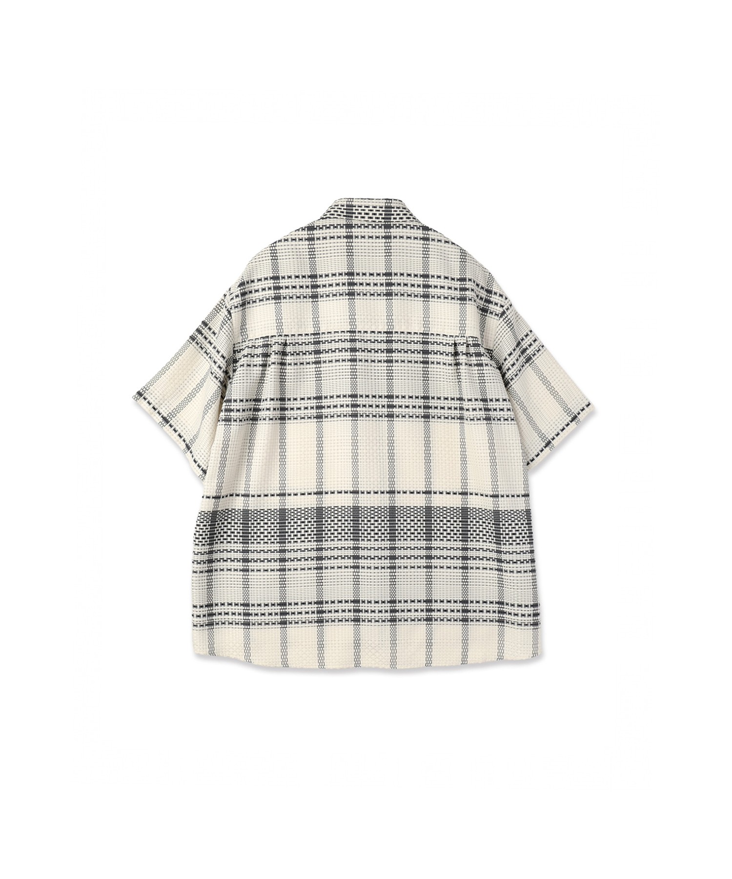 Sheer Tile Check Chin Tab Short Sleeve Shirt