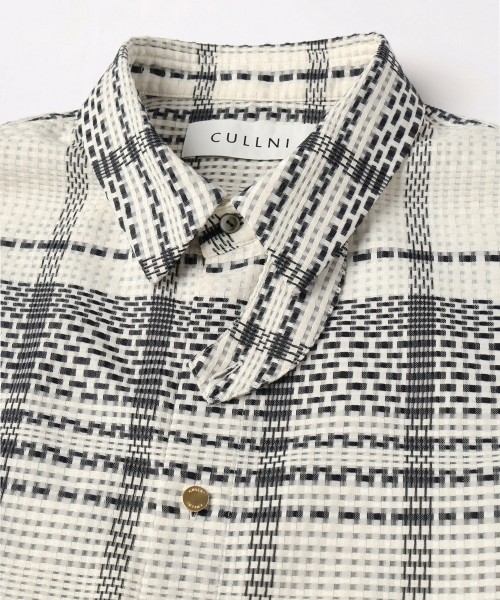 Sheer Tile Check Chin Tab Short Sleeve Shirt