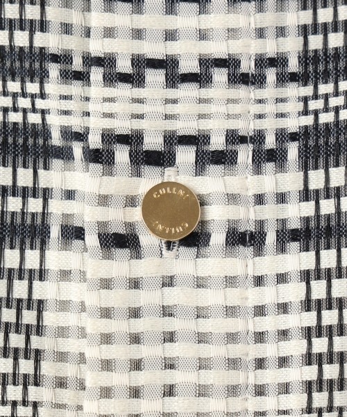 Sheer Tile Check Chin Tab Short Sleeve Shirt