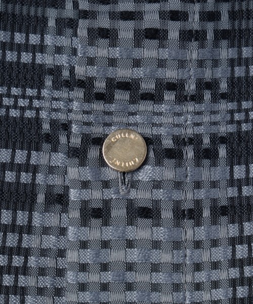 Sheer Tile Check Chin Tab Short Sleeve Shirt