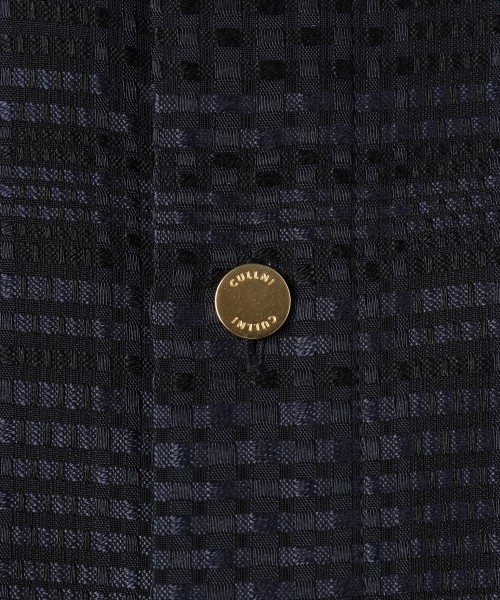 Sheer Tile Check Chin Tab Short Sleeve Shirt