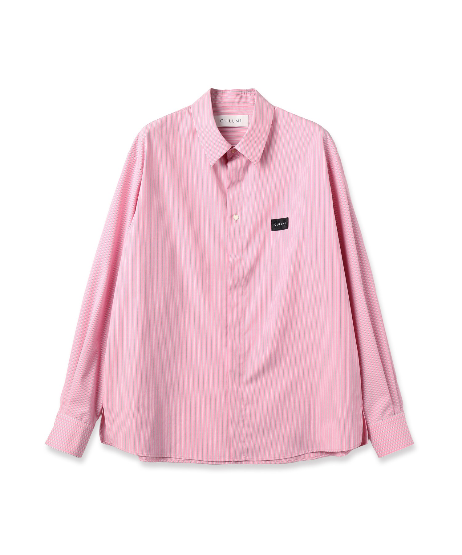 Stripe Front Fly Embroidery Patch Shirt