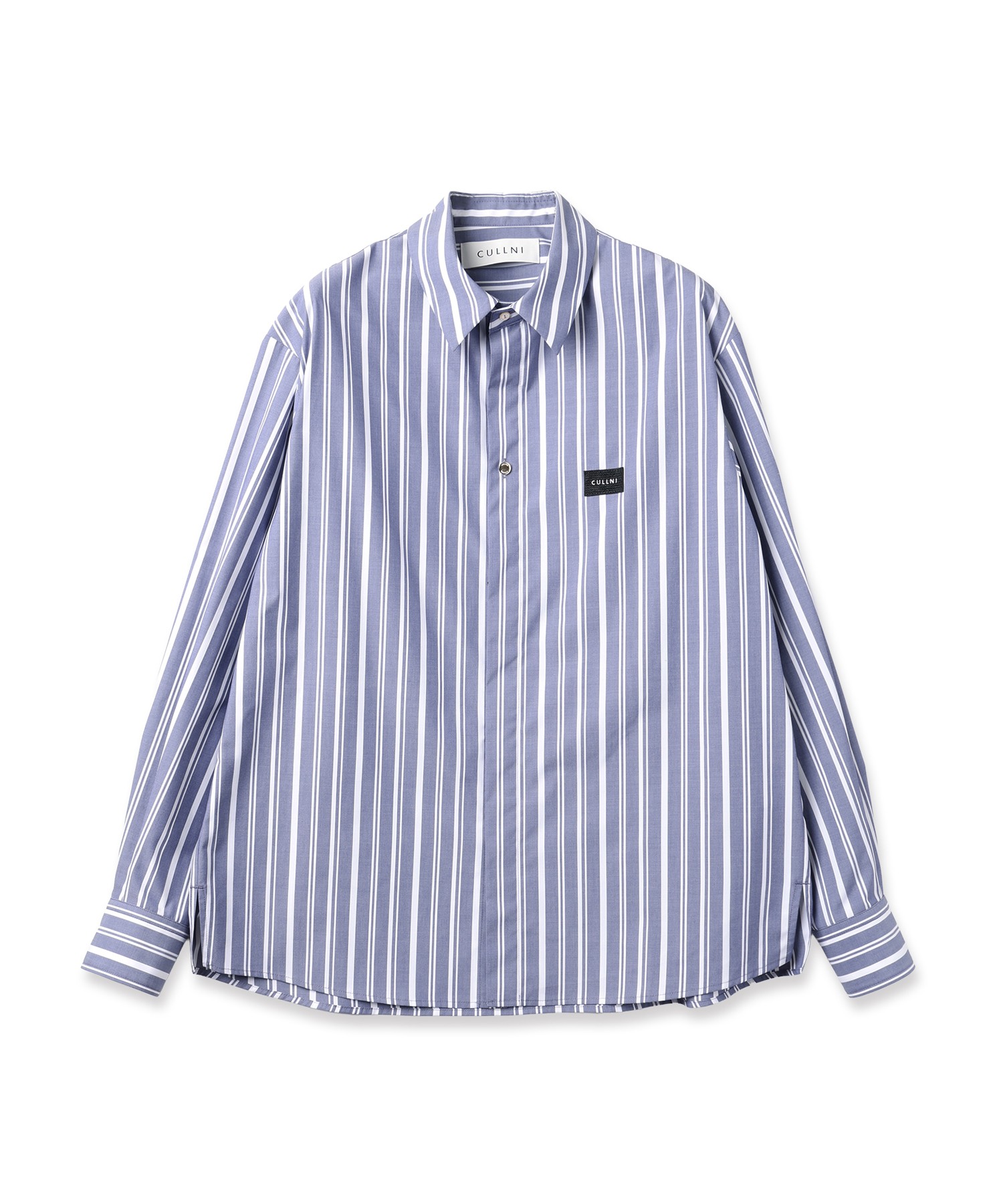 Stripe Front Fly Embroidery Patch Shirt