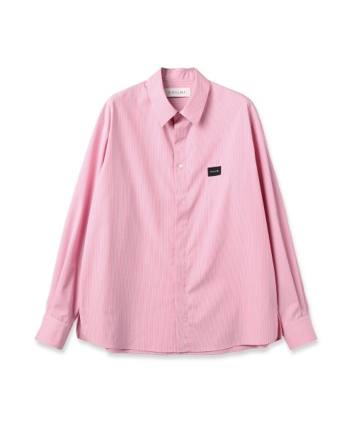 Stripe Front Fly Embroidery Patch Shirt