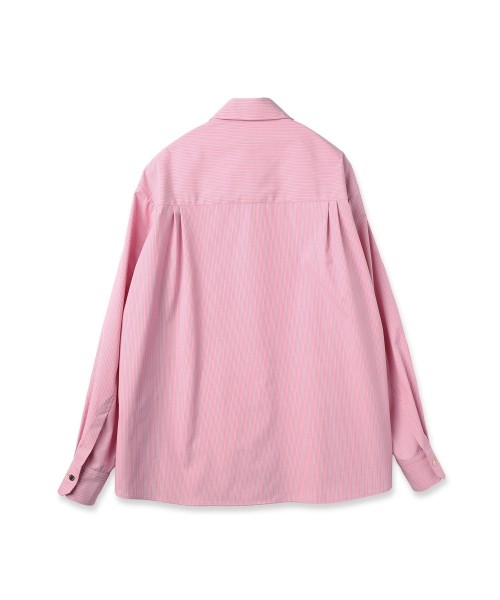 Stripe Front Fly Embroidery Patch Shirt