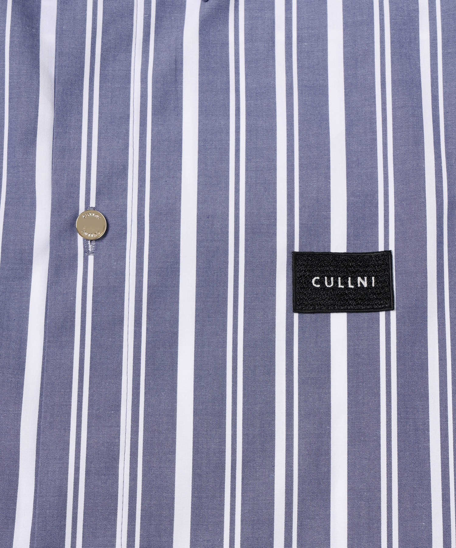 Stripe Front Fly Embroidery Patch Shirt