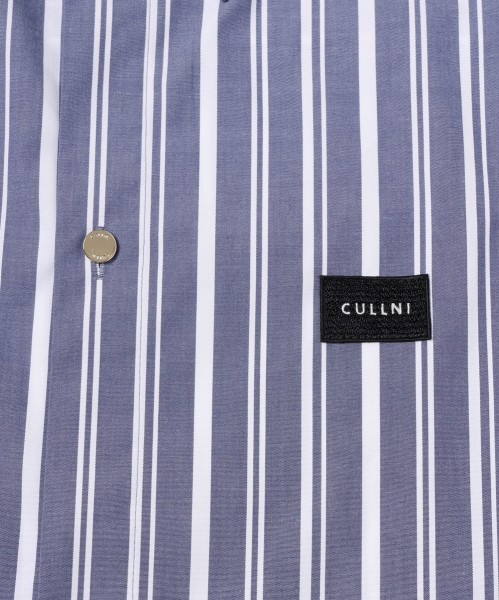 Stripe Front Fly Embroidery Patch Shirt