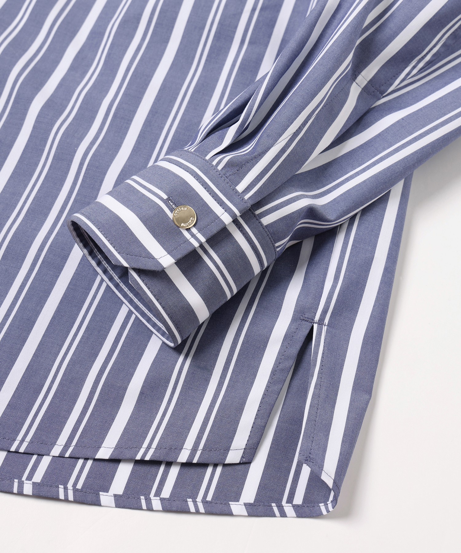 Stripe Front Fly Embroidery Patch Shirt