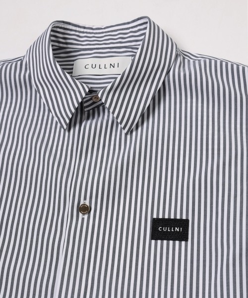 Stripe Front Fly Embroidery Patch Shirt