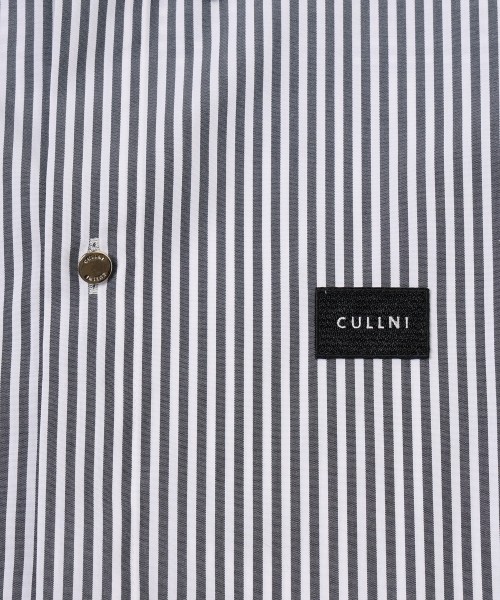 Stripe Front Fly Embroidery Patch Shirt