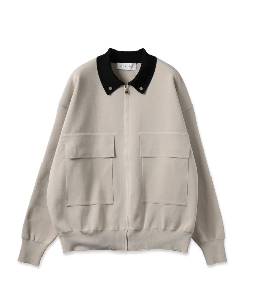 Big Pocket Zip Up Knit Jacket