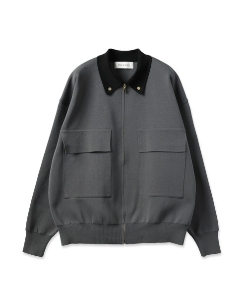 Big Pocket Zip Up Knit Jacket