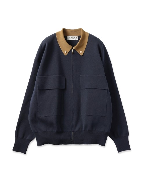 Big Pocket Zip Up Knit Jacket