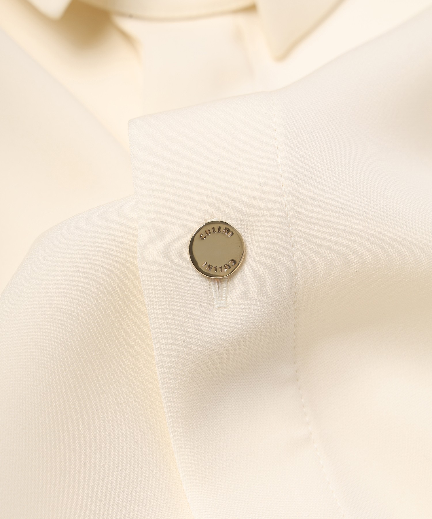 Double Satin Minimal Chin Tab Long Sleeve Shirt