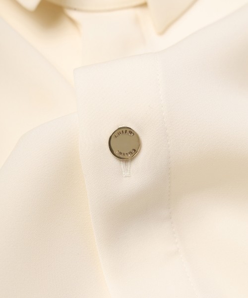 Double Satin Minimal Chin Tab Long Sleeve Shirt