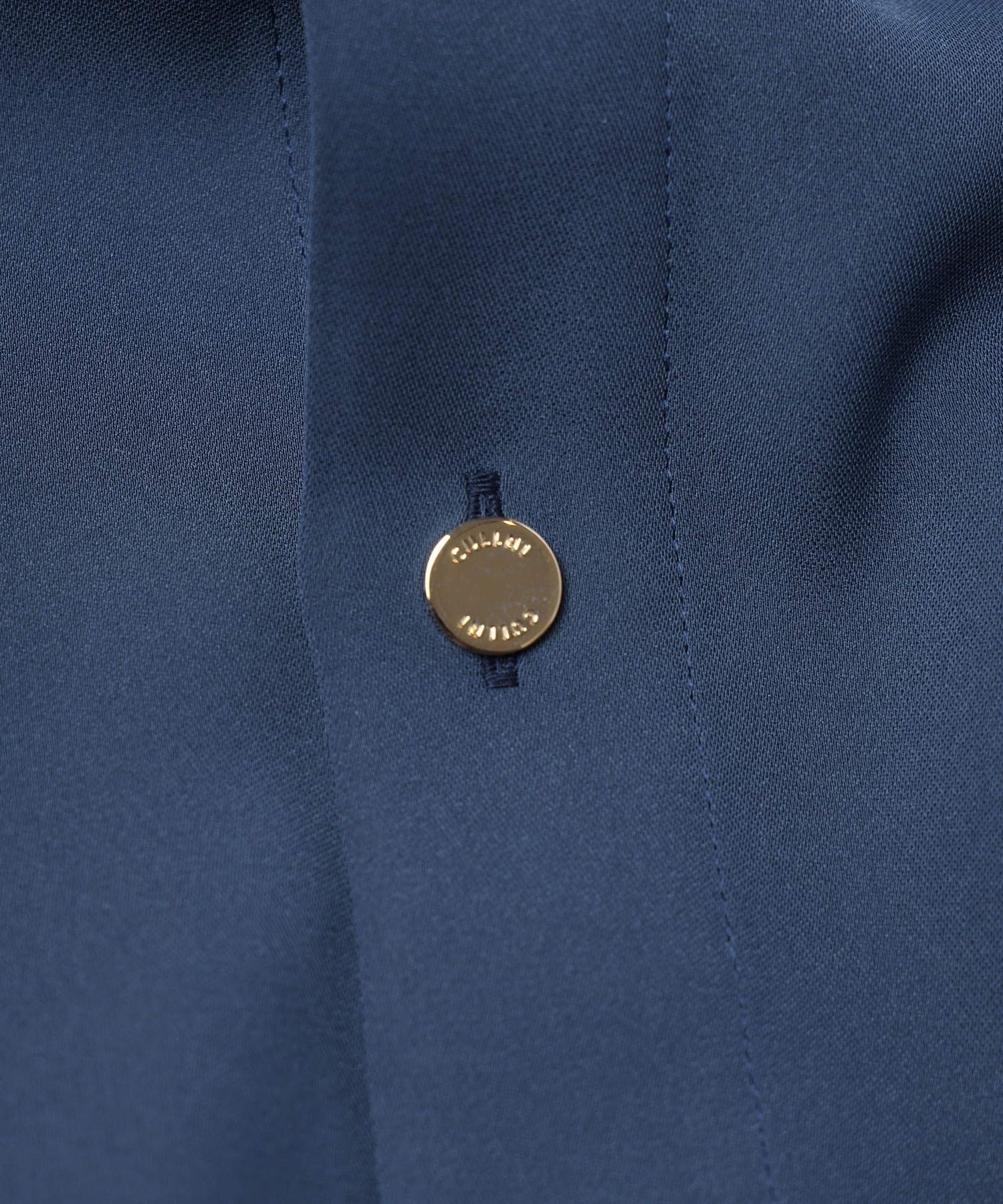 Double Satin Minimal Chin Tab Long Sleeve Shirt
