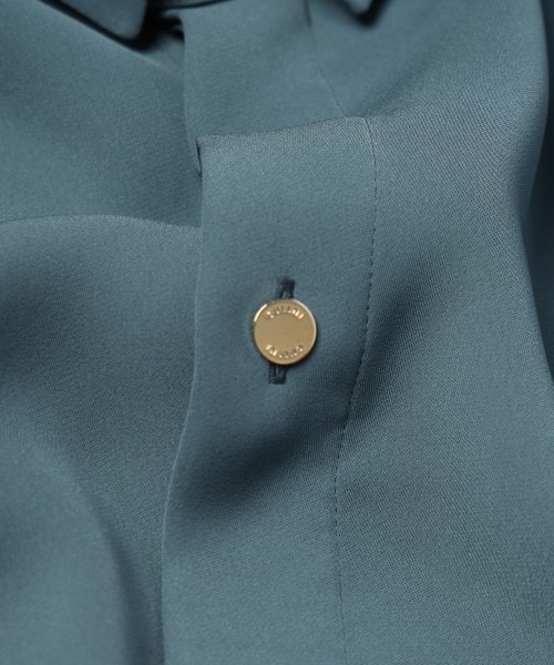 Double Satin Minimal Chin Tab Long Sleeve Shirt