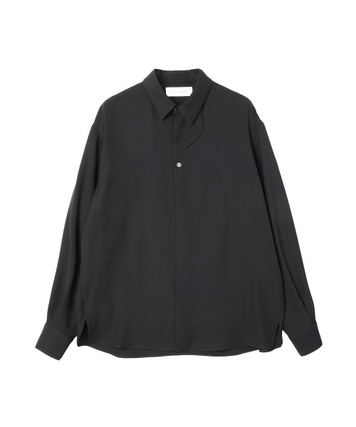 Double Satin Minimal Chin Tab Long Sleeve Shirt