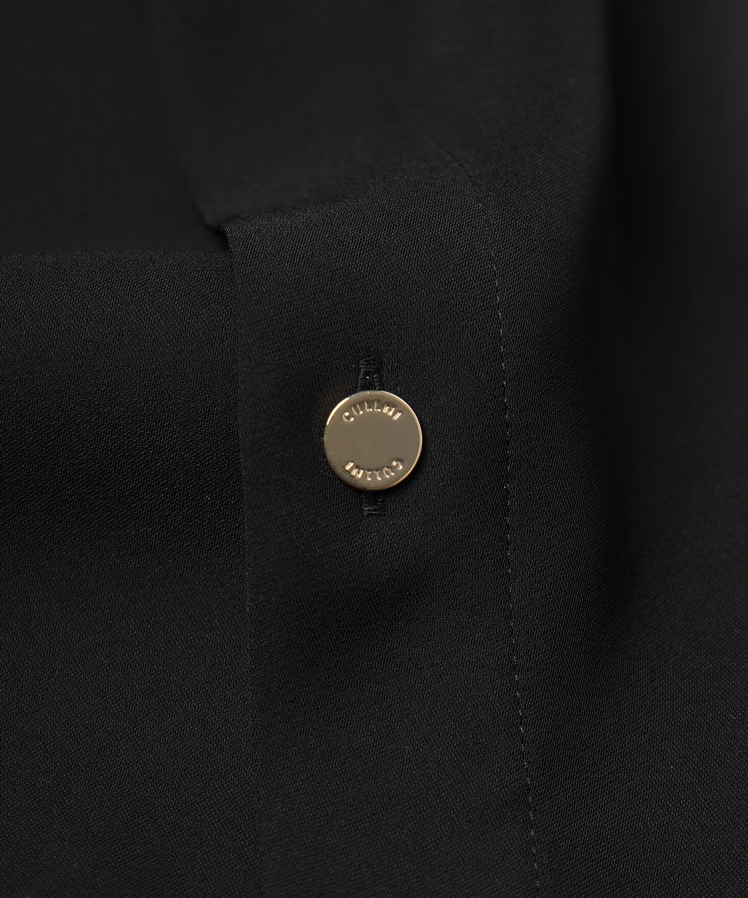 Double Satin Minimal Chin Tab Long Sleeve Shirt