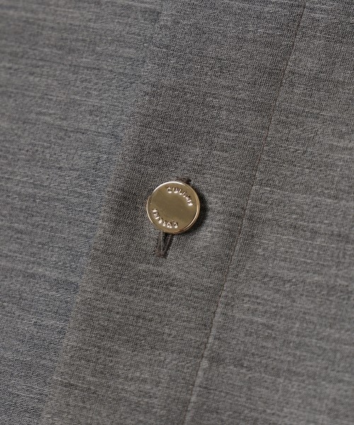Silk Wool Taffeta Minimal Chin Tab Long Sleeve Shirt