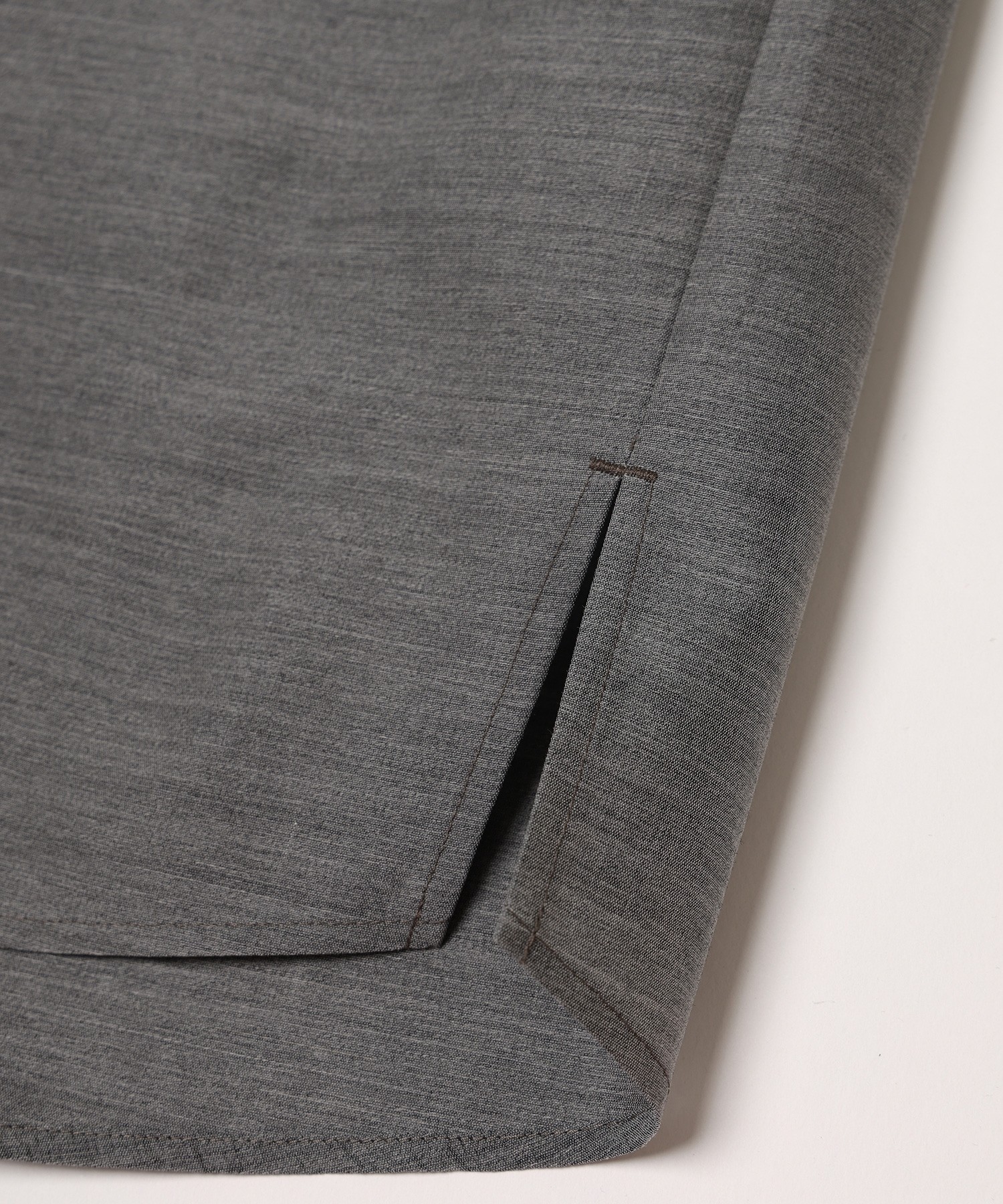 Silk Wool Taffeta Minimal Chin Tab Long Sleeve Shirt