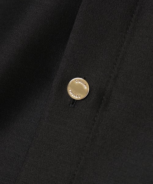 Silk Wool Taffeta Minimal Chin Tab Long Sleeve Shirt
