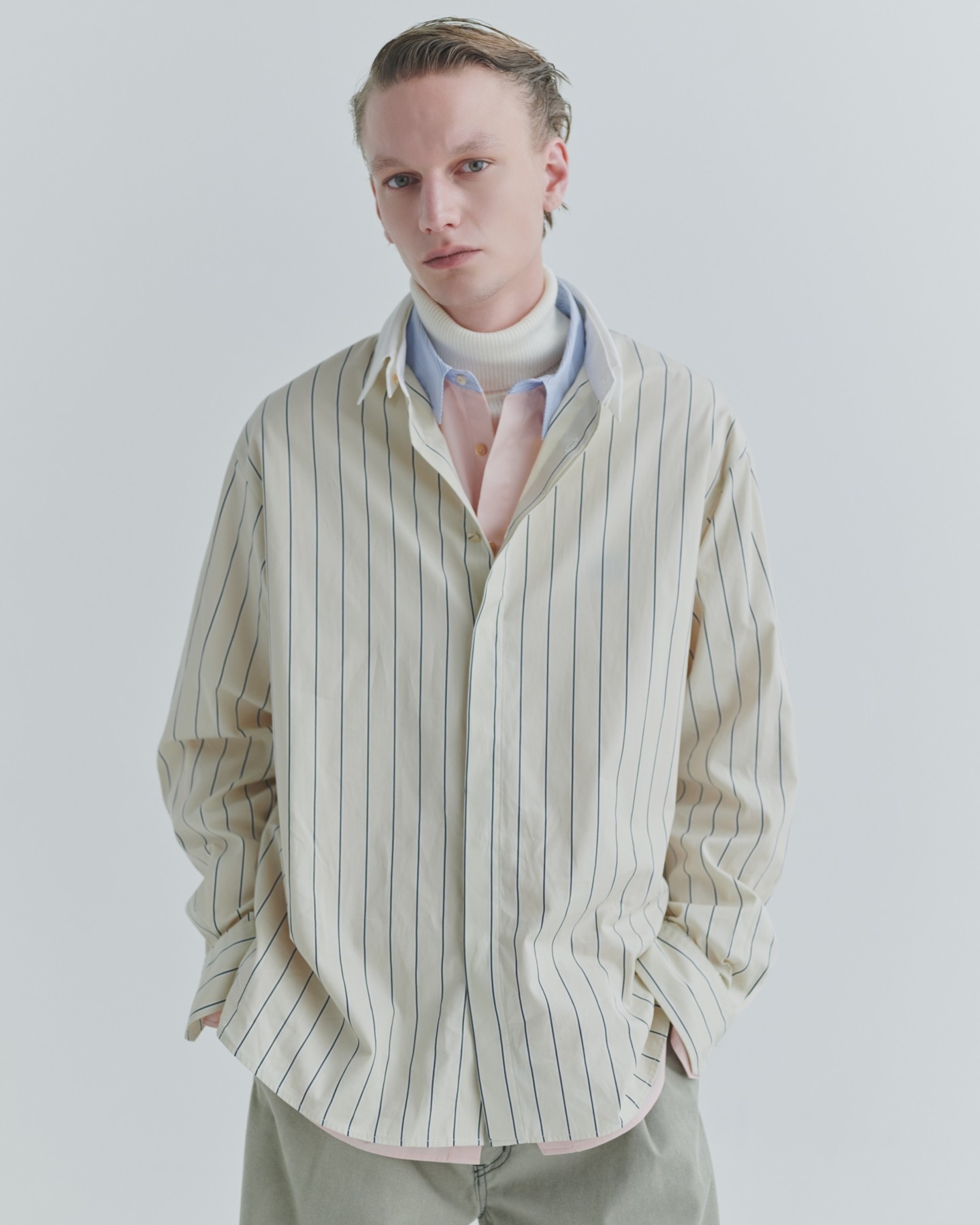 High Count Broadcloth Embroidery Patch Long Sleeve Cleric Shirt