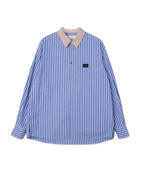 High Count Broadcloth Embroidery Patch Long Sleeve Shirt Stripe Combination