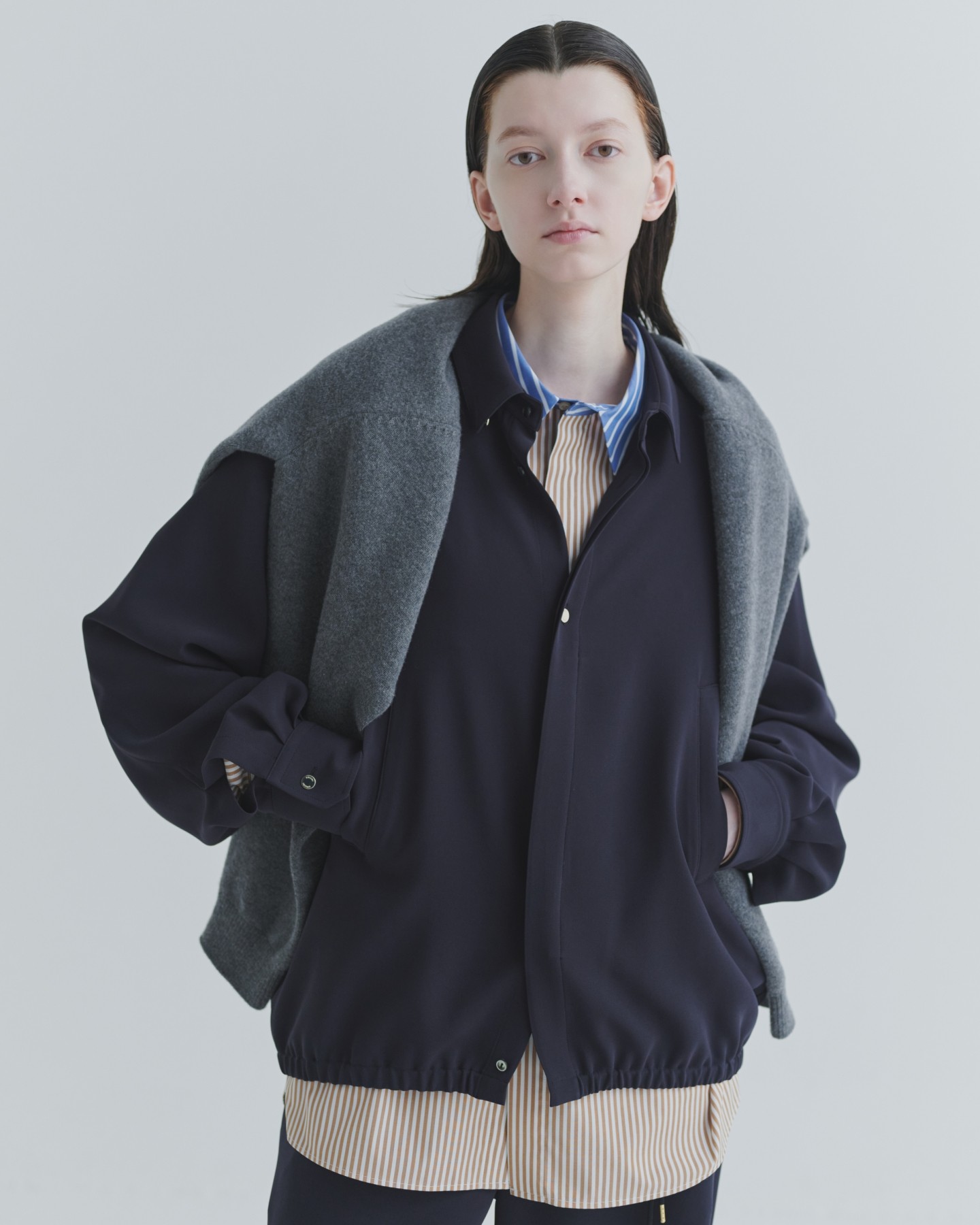 High Count Broadcloth Embroidery Patch Long Sleeve Shirt Stripe Combination
