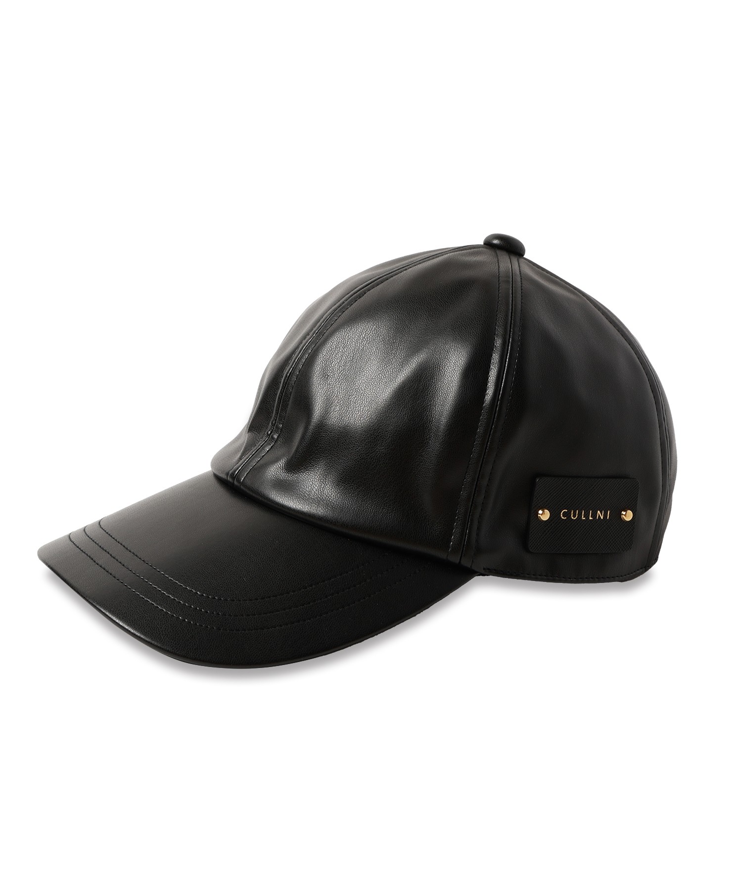 Faux Leather Emblem Cap