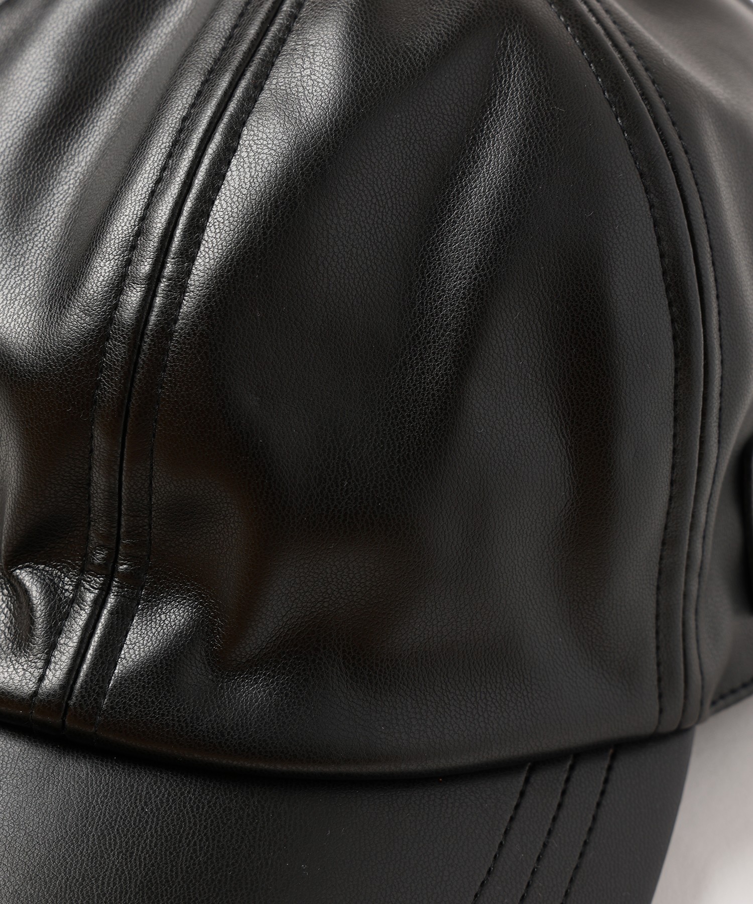 Faux Leather Emblem Cap