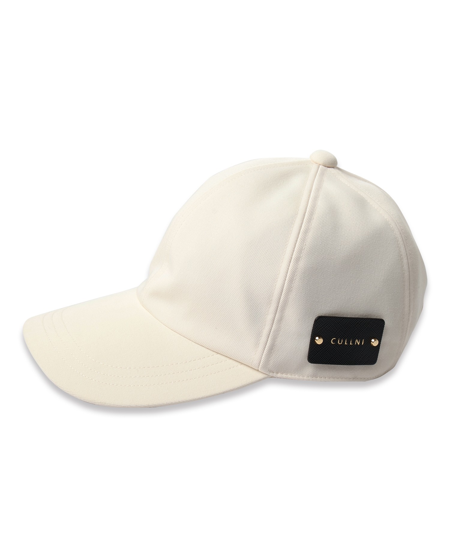 Wool Gabardine Leather Emblem Cap