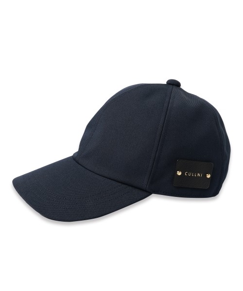 Wool Gabardine Leather Emblem Cap