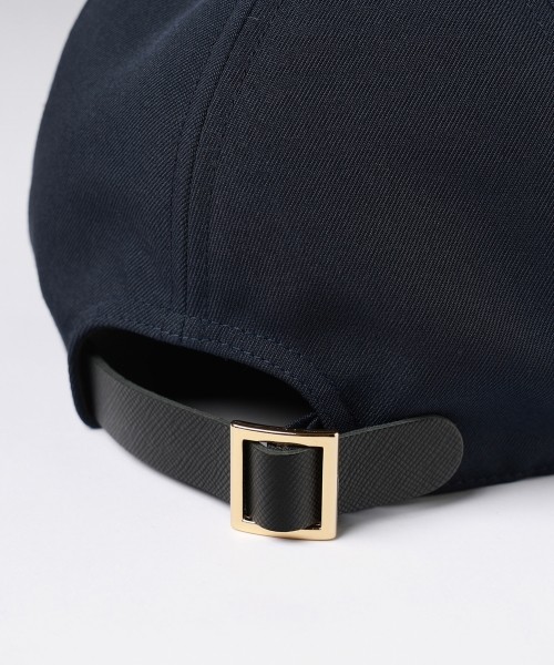Wool Gabardine Leather Emblem Cap