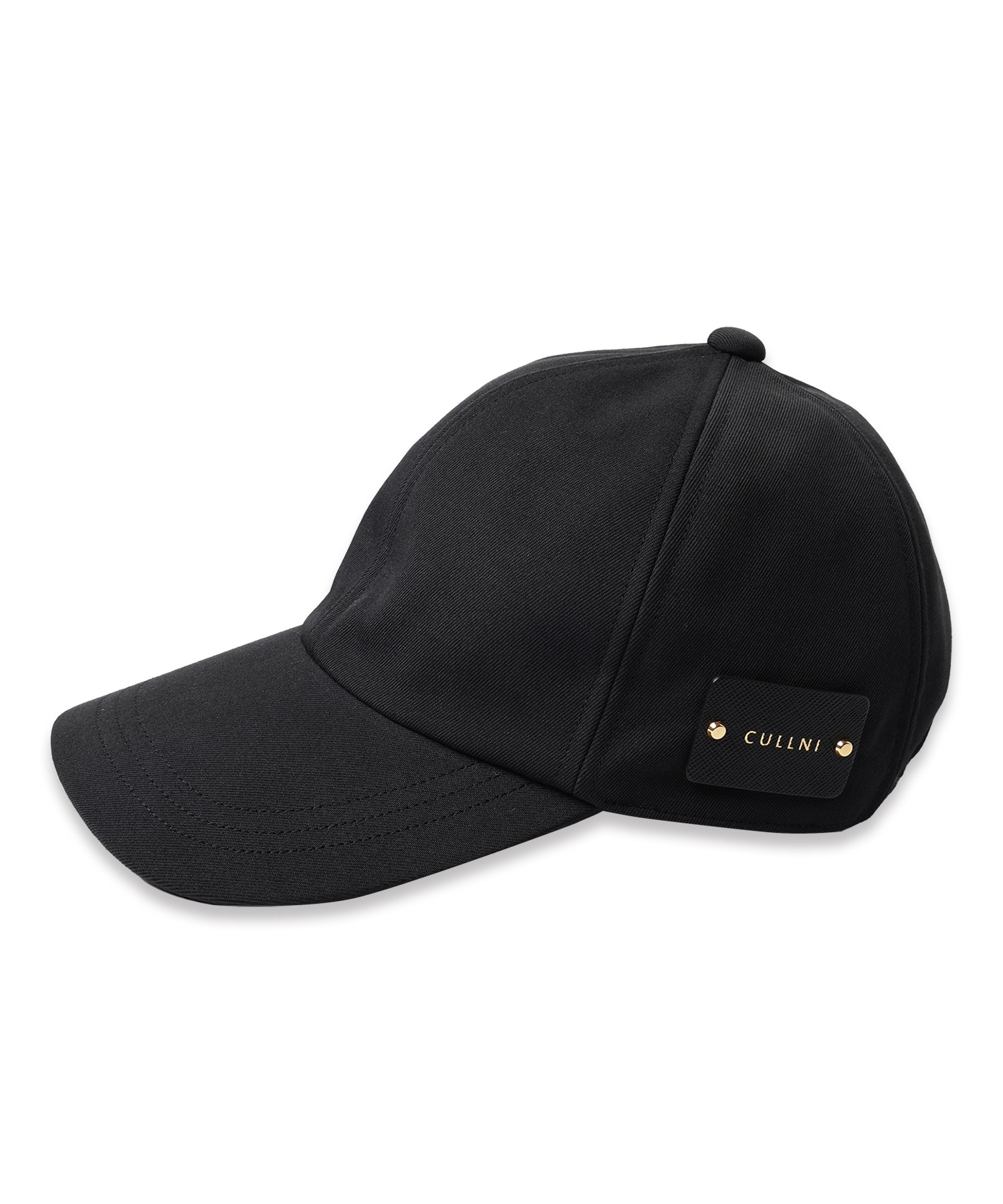 Wool Gabardine Leather Emblem Cap