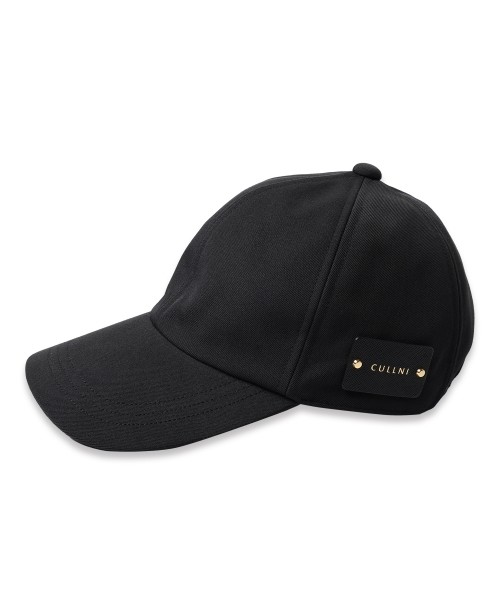 Wool Gabardine Leather Emblem Cap