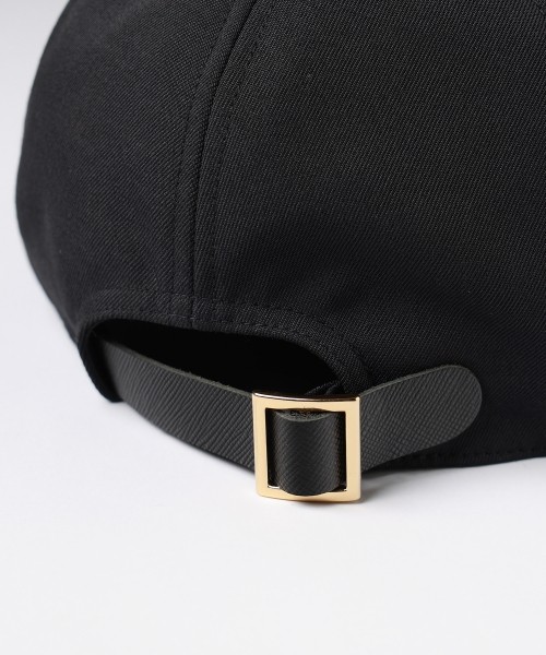 Wool Gabardine Leather Emblem Cap