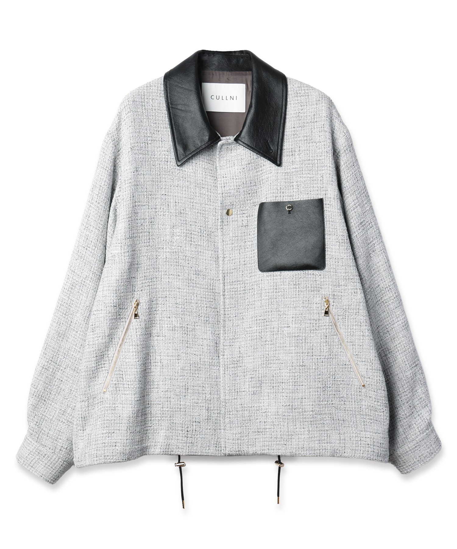 Leather Panel Tweed Mix Jacket