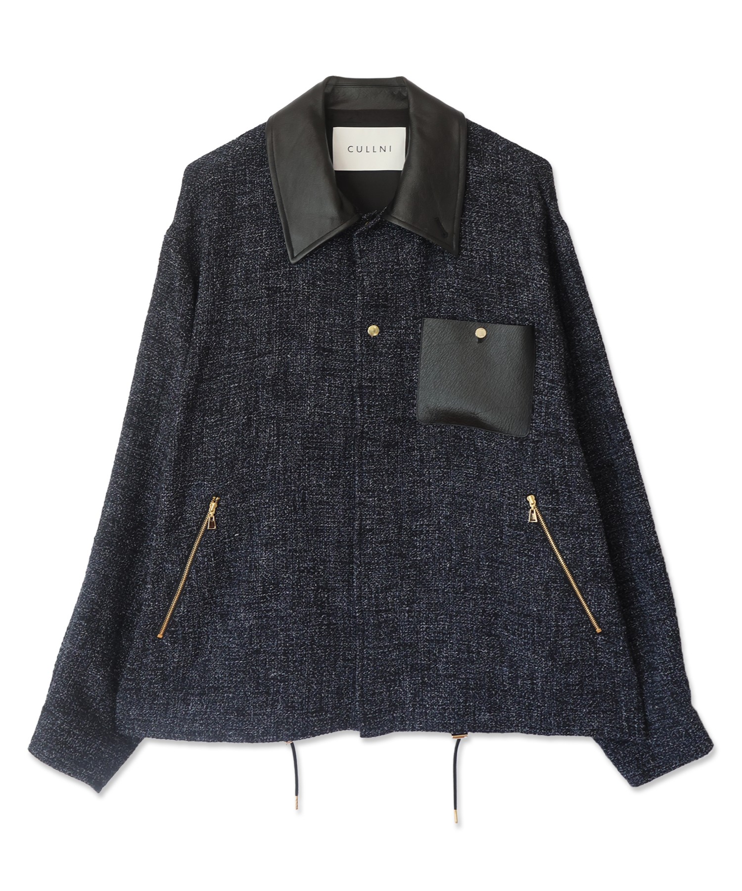 Leather Panel Tweed Mix Jacket