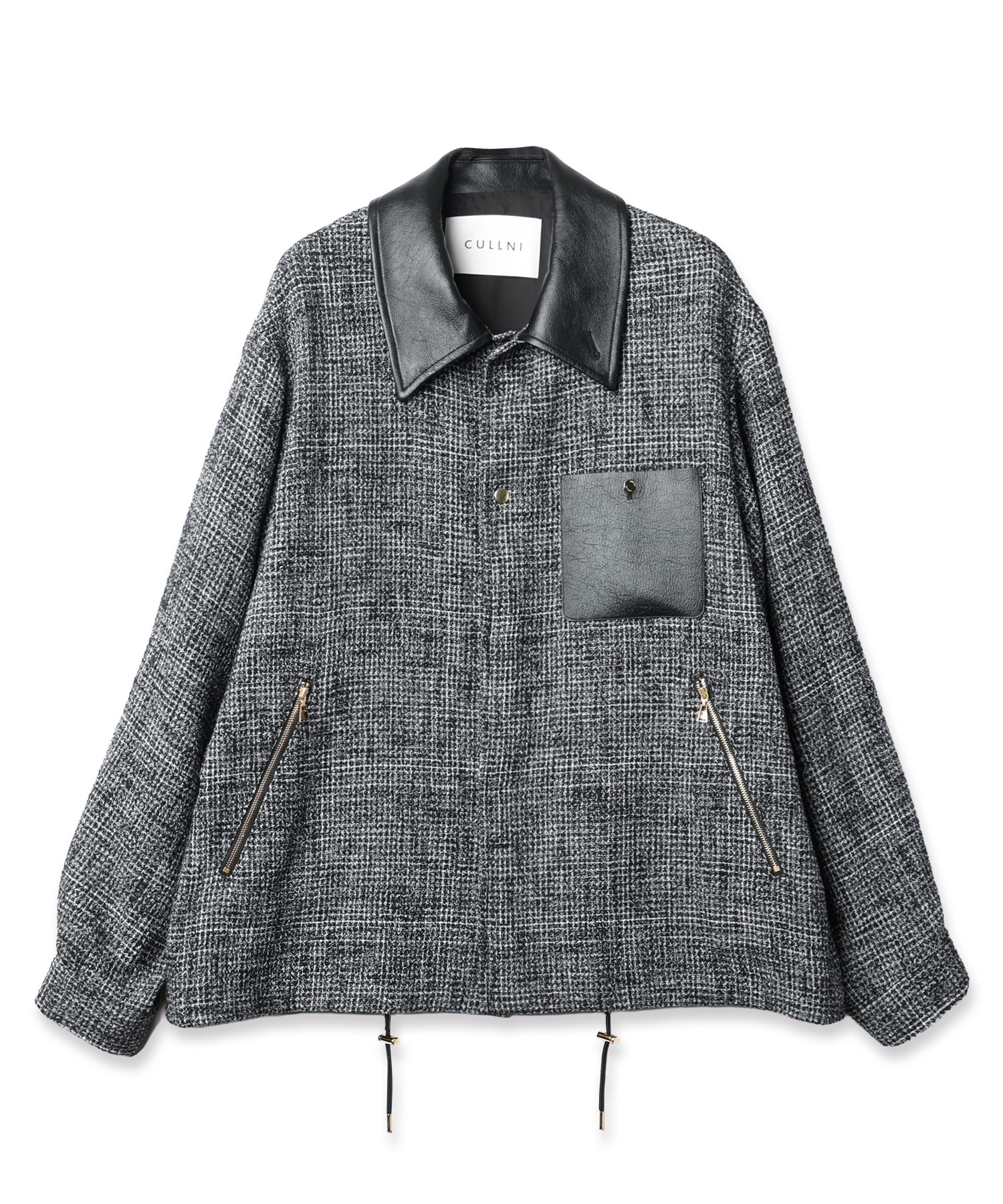 Leather Panel Tweed Mix Jacket